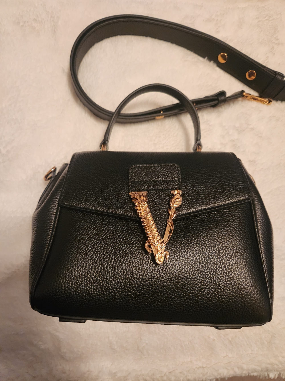 Versace Black Leather Handbag-Brand New With Tags